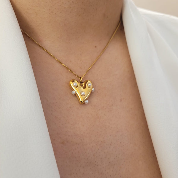Cadena: Corazón perlado